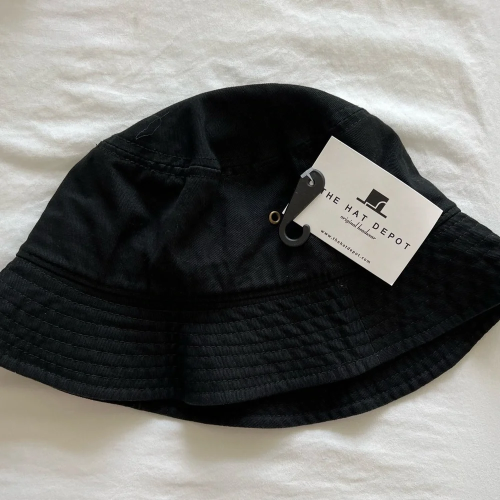 NWT The Hat Depot Classic Cotton Black Bucket Hat S/M - Picture 4 of 9